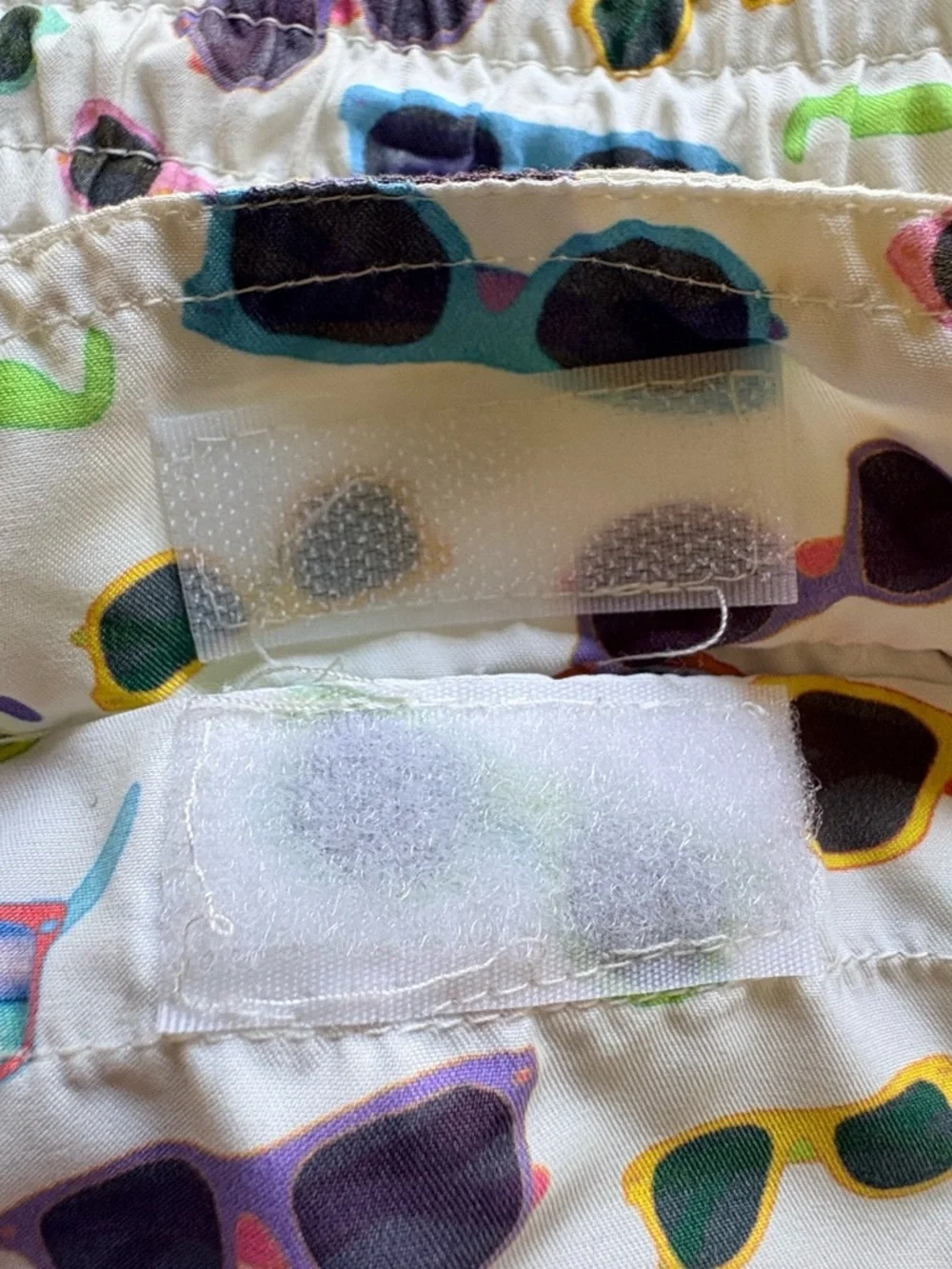 Michaels Men’s Medium White Swim Trunks with Multicolor Sunglasses Print